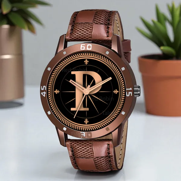 Sky_Mart_Analog_Round_Black_Dialbet_P_Design_Stylish_Brown_Leather_Strap_Classic_Design_Fancy_Wrist_Watch_For_Men_And_Boys