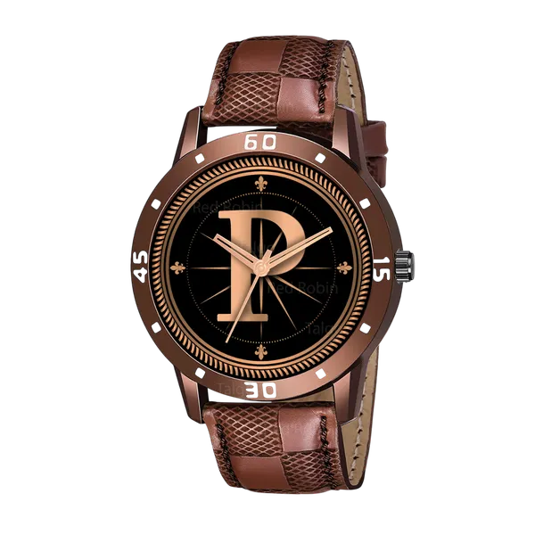 Sky_Mart_Analog_Round_Black_Dialbet_P_Design_Stylish_Brown_Leather_Strap_Classic_Design_Fancy_Wrist_Watch_For_Men_And_Boys