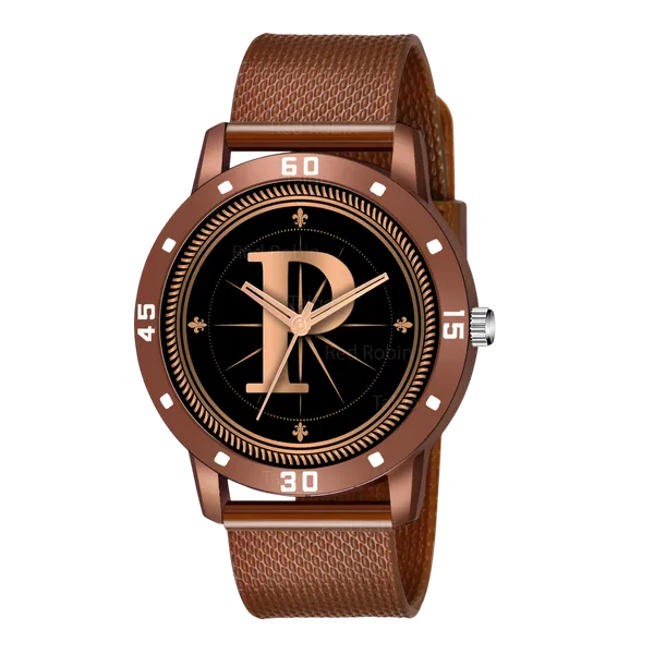 Sky_Mart_Analog_Round_Black_Dialbet_P_Design_Stylish_Brown_Silicone_Strap_Classic_Design_Fancy_Wrist_Watch_For_Men_And_Boys