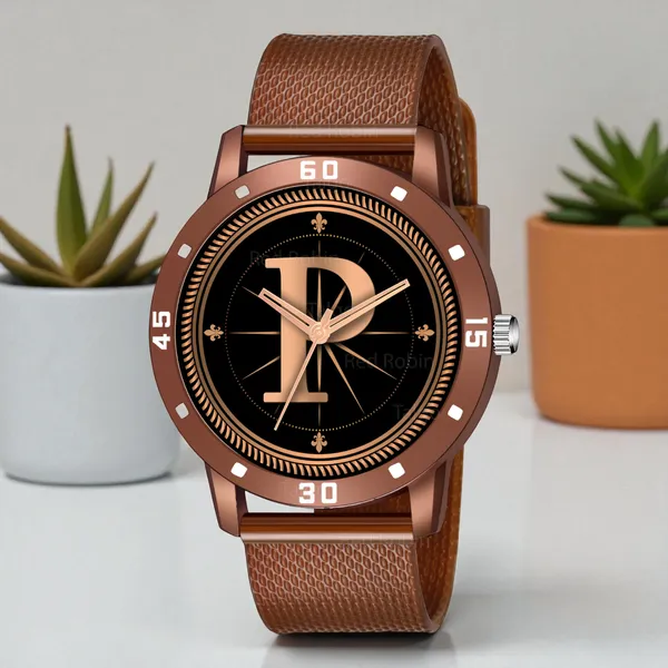 Sky_Mart_Analog_Round_Black_Dialbet_P_Design_Stylish_Brown_Silicone_Strap_Classic_Design_Fancy_Wrist_Watch_For_Men_And_Boys