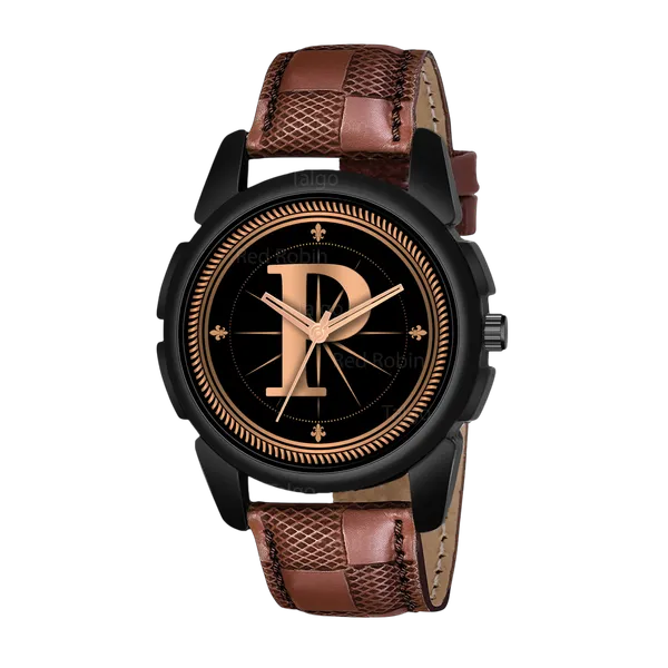 Sky_Mart_Analog_Round_Black_Dialbet_P_Design_Stylish_Brown_Leather_Strap_Classic_Design_Fancy_Wrist_Watch_For_Men_And_Boys