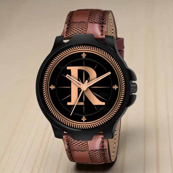 Sky_Mart_Analog_Round_Black_Dialbet_R_Design_Stylish_Brown_Leather_Strap_Classic_Design_Fancy_Wrist_Watch_For_Men_And_Boys