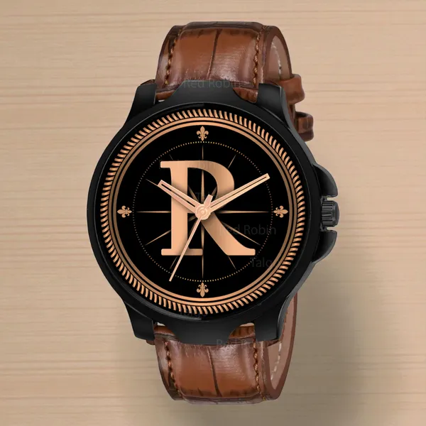 Sky_Mart_Analog_Round_Black_Dialbet_R_Design_Stylish_Brown_Leather_Strap_Classic_Design_Fancy_Wrist_Watch_For_Men_And_Boys