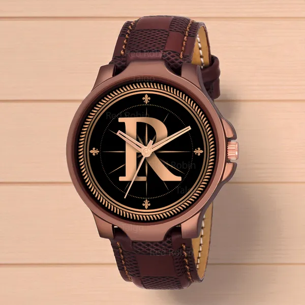 Sky_Mart_Analog_Round_Black_Dialbet_R_Design_Stylish_Brown_Leather_Strap_Classic_Design_Fancy_Wrist_Watch_For_Men_And_Boys