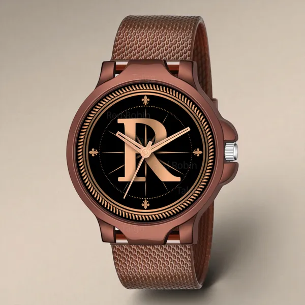 Sky_Mart_Analog_Round_Black_Dialbet_R_Design_Stylish_Brown_Silicone_Strap_Classic_Design_Fancy_Wrist_Watch_For_Men_And_Boys