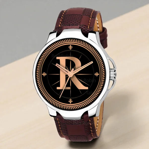 Sky_Mart_Analog_Round_Black_Dialbet_R_Design_Stylish_Brown_Leather_Strap_Classic_Design_Fancy_Wrist_Watch_For_Men_And_Boys