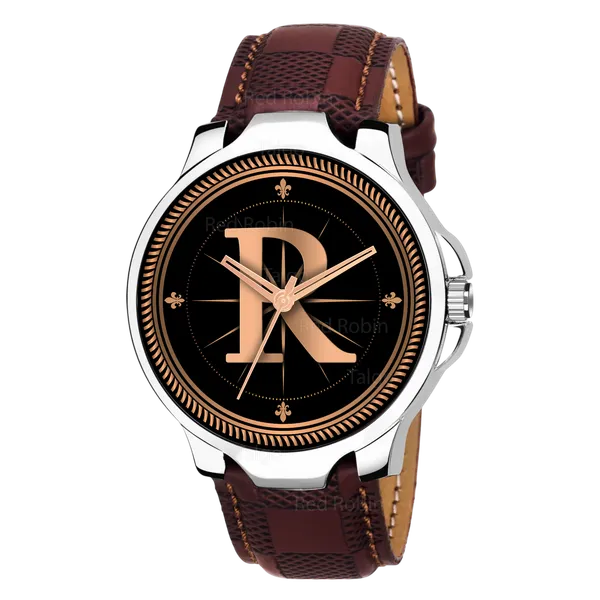 Sky_Mart_Analog_Round_Black_Dialbet_R_Design_Stylish_Brown_Leather_Strap_Classic_Design_Fancy_Wrist_Watch_For_Men_And_Boys