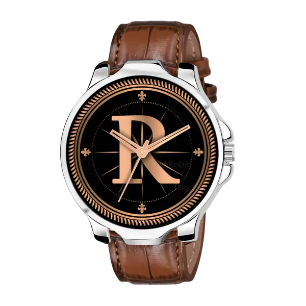Sky_Mart_Analog_Round_Black_Dialbet_R_Design_Stylish_Brown_Leather_Strap_Classic_Design_Fancy_Wrist_Watch_For_Men_And_Boys