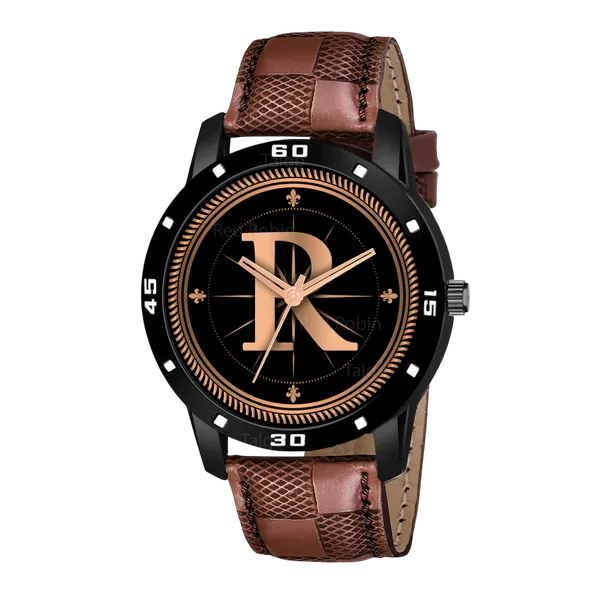 Sky_Mart_Analog_Round_Black_Dialbet_R_Design_Stylish_Brown_Leather_Strap_Classic_Design_Fancy_Wrist_Watch_For_Men_And_Boys