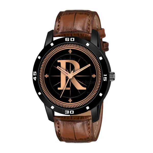 Sky_Mart_Analog_Round_Black_Dialbet_R_Design_Stylish_Brown_Leather_Strap_Classic_Design_Fancy_Wrist_Watch_For_Men_And_Boys