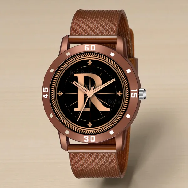 Sky_Mart_Analog_Round_Black_Dialbet_R_Design_Stylish_Brown_Silicone_Strap_Classic_Design_Fancy_Wrist_Watch_For_Men_And_Boys