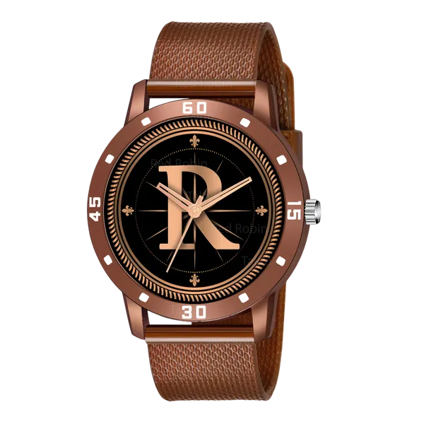 Sky_Mart_Analog_Round_Black_Dialbet_R_Design_Stylish_Brown_Silicone_Strap_Classic_Design_Fancy_Wrist_Watch_For_Men_And_Boys