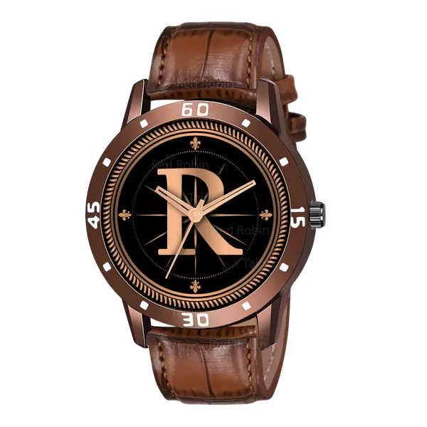 Sky_Mart_Analog_Round_Black_Dialbet_R_Design_Stylish_Brown_Leather_Strap_Classic_Design_Fancy_Wrist_Watch_For_Men_And_Boys