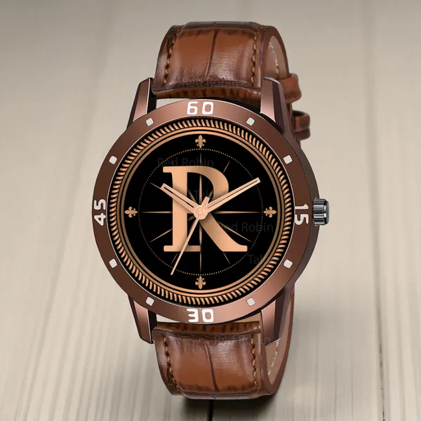 Sky_Mart_Analog_Round_Black_Dialbet_R_Design_Stylish_Brown_Leather_Strap_Classic_Design_Fancy_Wrist_Watch_For_Men_And_Boys