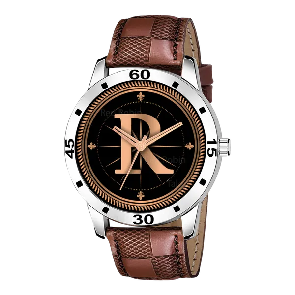 Sky_Mart_Analog_Round_Black_Dialbet_R_Design_Stylish_Brown_Leather_Strap_Classic_Design_Fancy_Wrist_Watch_For_Men_And_Boys