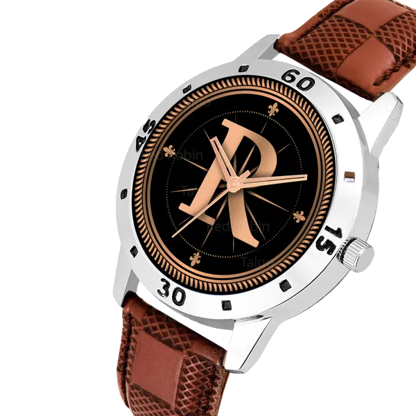 Sky_Mart_Analog_Round_Black_Dialbet_R_Design_Stylish_Brown_Leather_Strap_Classic_Design_Fancy_Wrist_Watch_For_Men_And_Boys