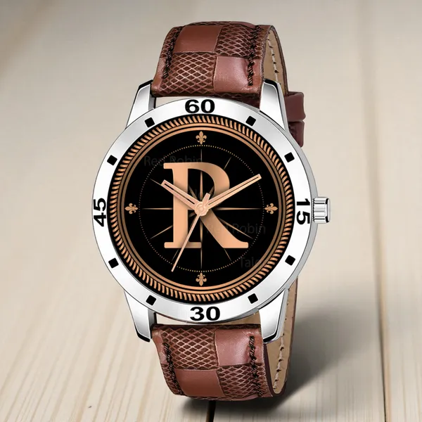 Sky_Mart_Analog_Round_Black_Dialbet_R_Design_Stylish_Brown_Leather_Strap_Classic_Design_Fancy_Wrist_Watch_For_Men_And_Boys