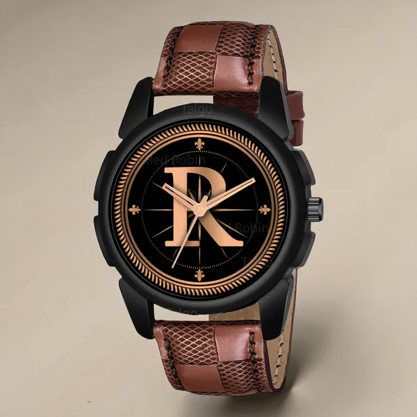 Sky_Mart_Analog_Round_Black_Dialbet_R_Design_Stylish_Brown_Leather_Strap_Classic_Design_Fancy_Wrist_Watch_For_Men_And_Boys