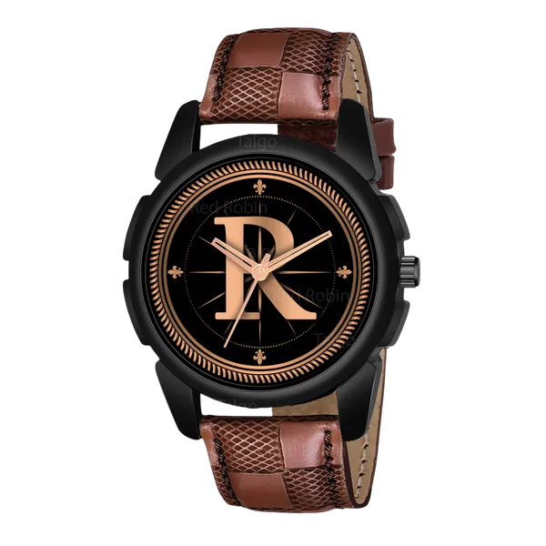Sky_Mart_Analog_Round_Black_Dialbet_R_Design_Stylish_Brown_Leather_Strap_Classic_Design_Fancy_Wrist_Watch_For_Men_And_Boys