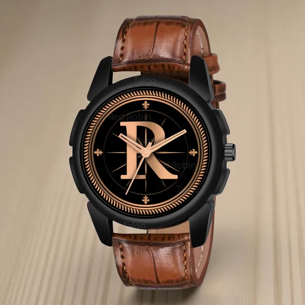 Sky_Mart_Analog_Round_Black_Dialbet_R_Design_Stylish_Brown_Leather_Strap_Classic_Design_Fancy_Wrist_Watch_For_Men_And_Boys