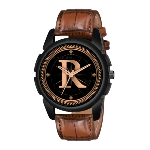 Sky_Mart_Analog_Round_Black_Dialbet_R_Design_Stylish_Brown_Leather_Strap_Classic_Design_Fancy_Wrist_Watch_For_Men_And_Boys