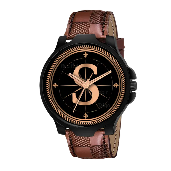 Sky_Mart_Analog_Round_Black_Dialbet_S_Design_Stylish_Brown_Leather_Strap_Classic_Design_Fancy_Wrist_Watch_For_Men_And_Boys