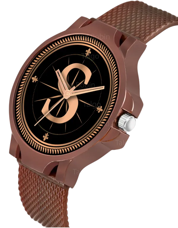 Sky_Mart_Analog_Round_Black_Dialbet_S_Design_Stylish_Brown_Silicone_Strap_Classic_Design_Fancy_Wrist_Watch_For_Men_And_Boys