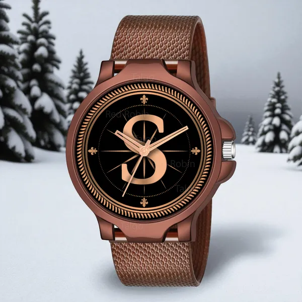 Sky_Mart_Analog_Round_Black_Dialbet_S_Design_Stylish_Brown_Silicone_Strap_Classic_Design_Fancy_Wrist_Watch_For_Men_And_Boys
