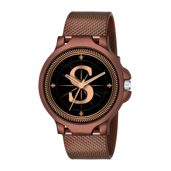 Sky_Mart_Analog_Round_Black_Dialbet_S_Design_Stylish_Brown_Silicone_Strap_Classic_Design_Fancy_Wrist_Watch_For_Men_And_Boys