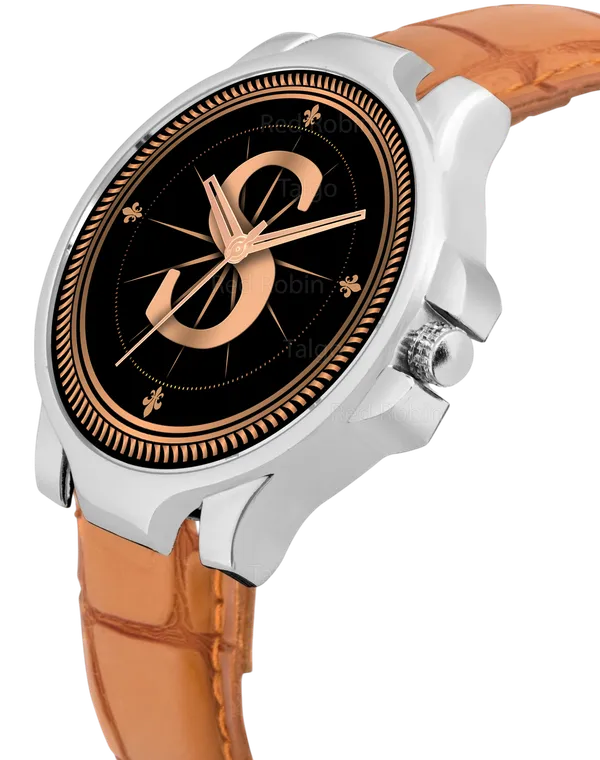 Sky_Mart_Analog_Round_Black_Dialbet_S_Design_Stylish_Beige_Leather_Strap_Classic_Design_Fancy_Wrist_Watch_For_Men_And_Boys