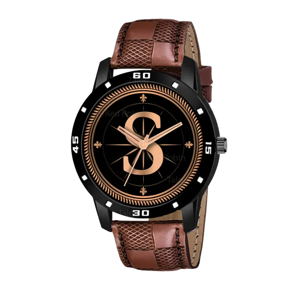 Sky_Mart_Analog_Round_Black_Dialbet_S_Design_Stylish_Brown_Leather_Strap_Classic_Design_Fancy_Wrist_Watch_For_Men_And_Boys