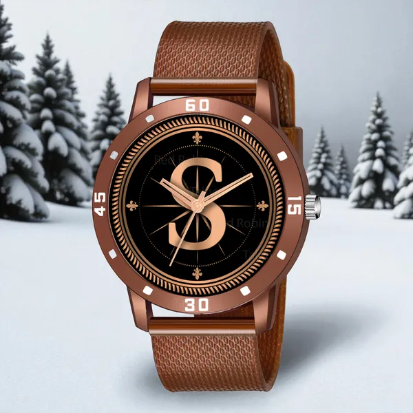 Sky_Mart_Analog_Round_Black_Dialbet_S_Design_Stylish_Brown_Silicone_Strap_Classic_Design_Fancy_Wrist_Watch_For_Men_And_Boys