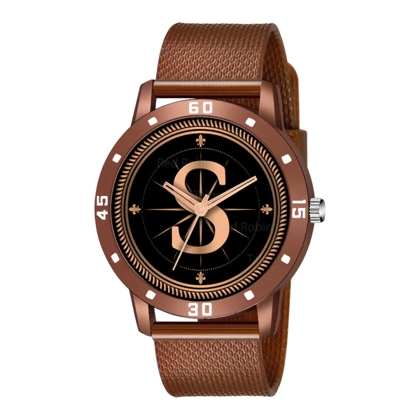 Sky_Mart_Analog_Round_Black_Dialbet_S_Design_Stylish_Brown_Silicone_Strap_Classic_Design_Fancy_Wrist_Watch_For_Men_And_Boys