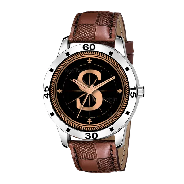 Sky_Mart_Analog_Round_Black_Dialbet_S_Design_Stylish_Brown_Leather_Strap_Classic_Design_Fancy_Wrist_Watch_For_Men_And_Boys