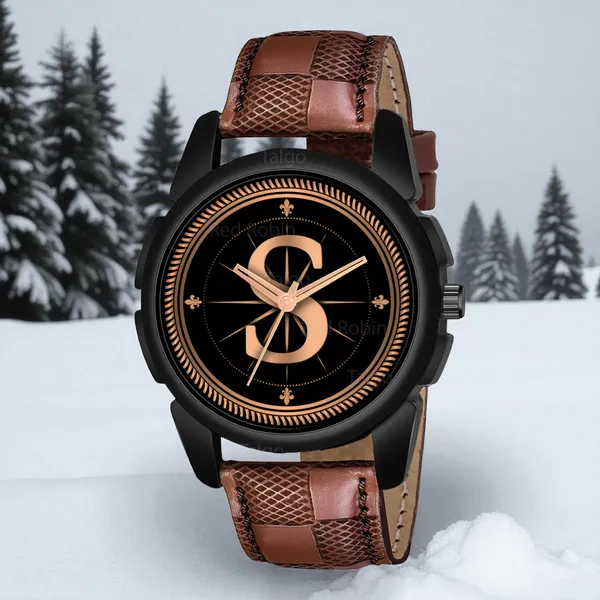 Sky_Mart_Analog_Round_Black_Dialbet_S_Design_Stylish_Brown_Leather_Strap_Classic_Design_Fancy_Wrist_Watch_For_Men_And_Boys
