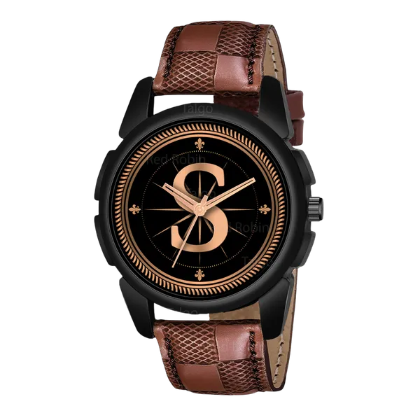 Sky_Mart_Analog_Round_Black_Dialbet_S_Design_Stylish_Brown_Leather_Strap_Classic_Design_Fancy_Wrist_Watch_For_Men_And_Boys