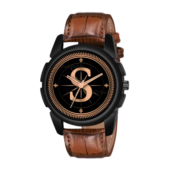 Sky_Mart_Analog_Round_Black_Dialbet_S_Design_Stylish_Brown_Leather_Strap_Classic_Design_Fancy_Wrist_Watch_For_Men_And_Boys