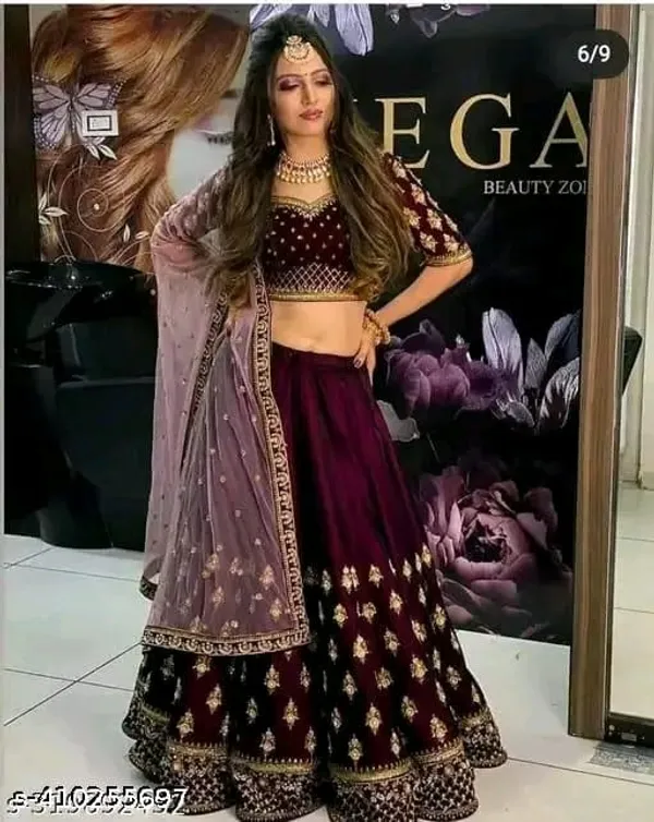 Maroon_Embroidered_Lehenga_Choli_Set_for_Women