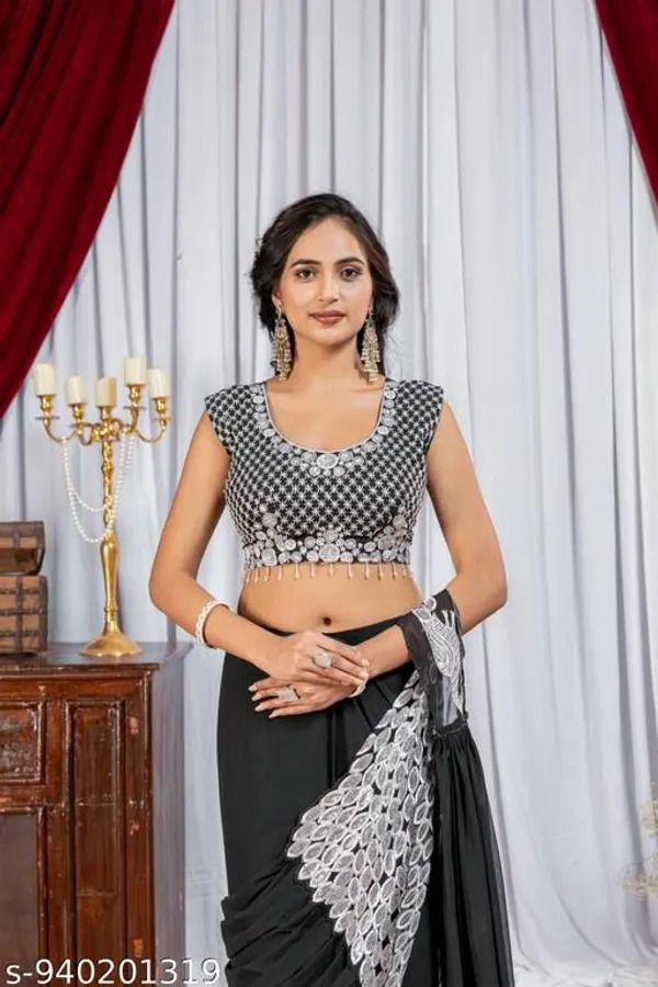 Black_Embellished_Saree_With_Blouse_For_Women