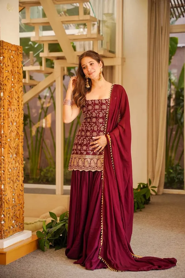 Maroon_Printed_Ethnic_Kurta_palazzo_and_dupatta_Set_For_Women