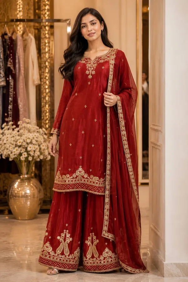 Red_Embroidered_Straight_Kurti_Plazo_Dupatta_Set_for_Women