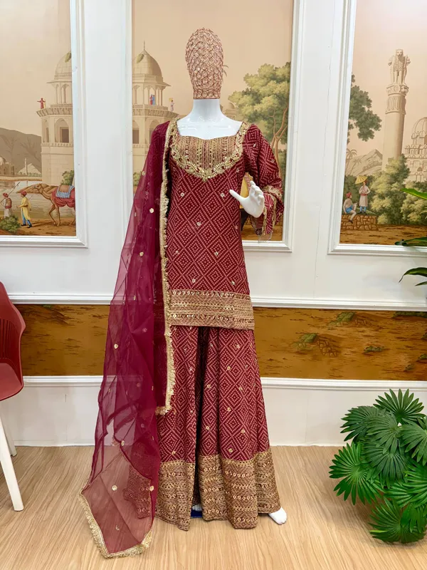 Brown_Embroidered_Kurta_Palazzo_Set_With_Dupatta_for_Women