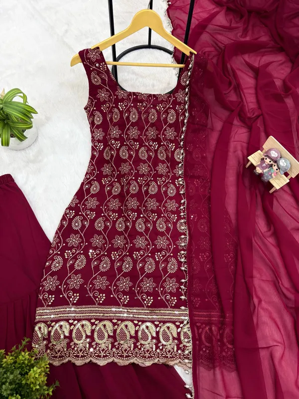 Maroon_Printed_Ethnic_Kurta_palazzo_and_dupatta_Set_For_Women