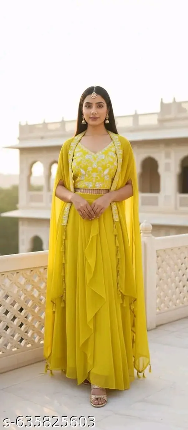Yellow_Embroidered_Ready_to_wear_Lehenga_for_Women