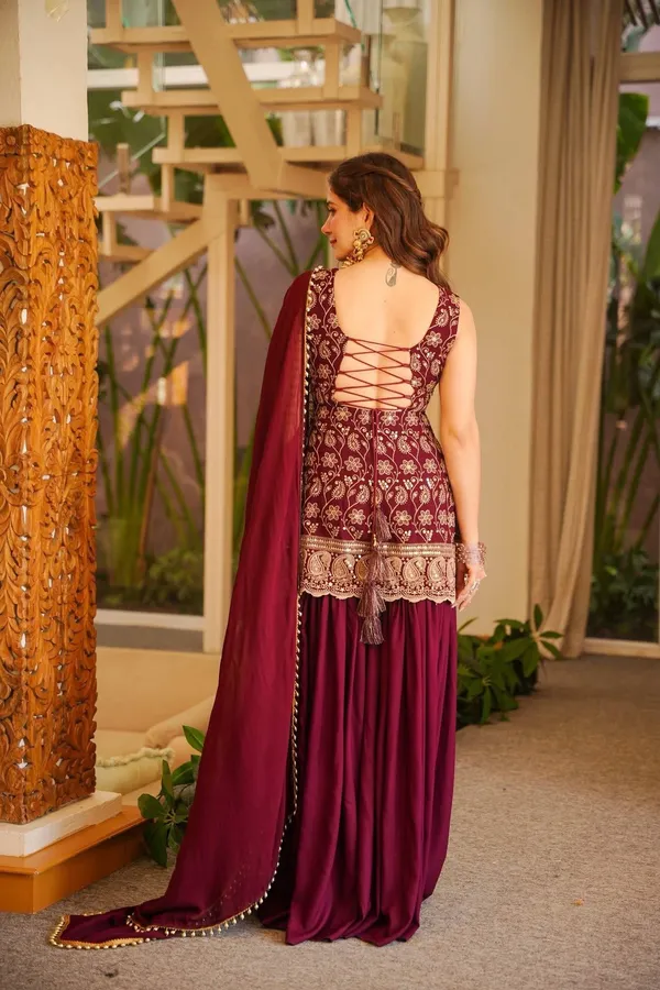Maroon_Printed_Ethnic_Kurta_palazzo_and_dupatta_Set_For_Women