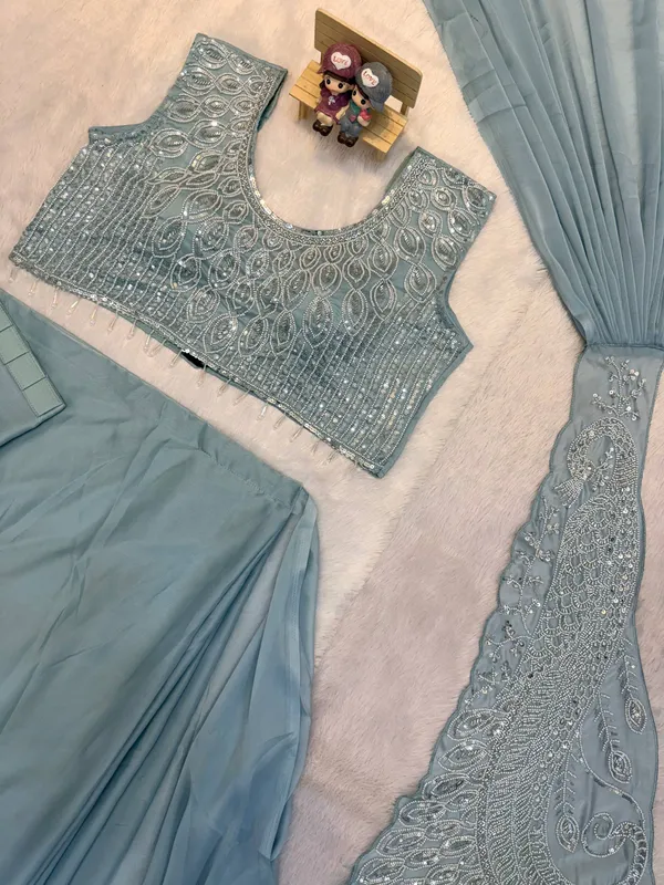 Sky_Blue_Embellished_Saree_With_Blouse_for_Women
