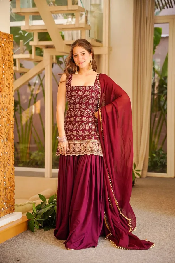 Maroon_Printed_Ethnic_Kurta_palazzo_and_dupatta_Set_For_Women