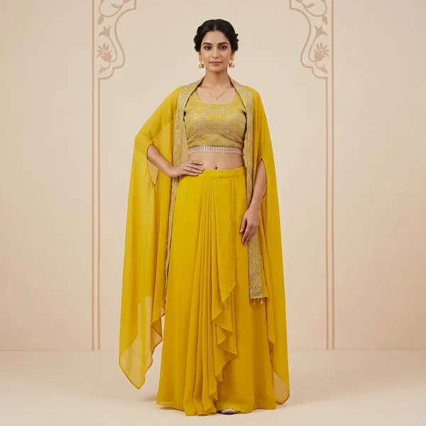 Yellow_Georgette_Lehenga_Choli_For_Women