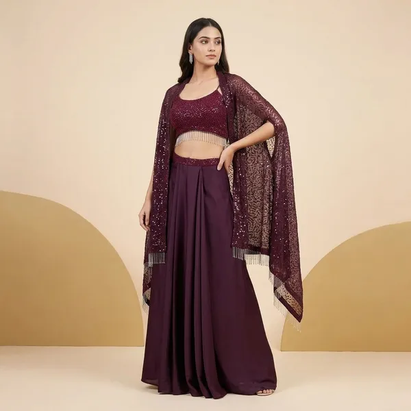 Wine_Georgette_Embellished_Lehenga_Choli_Set_For_Women