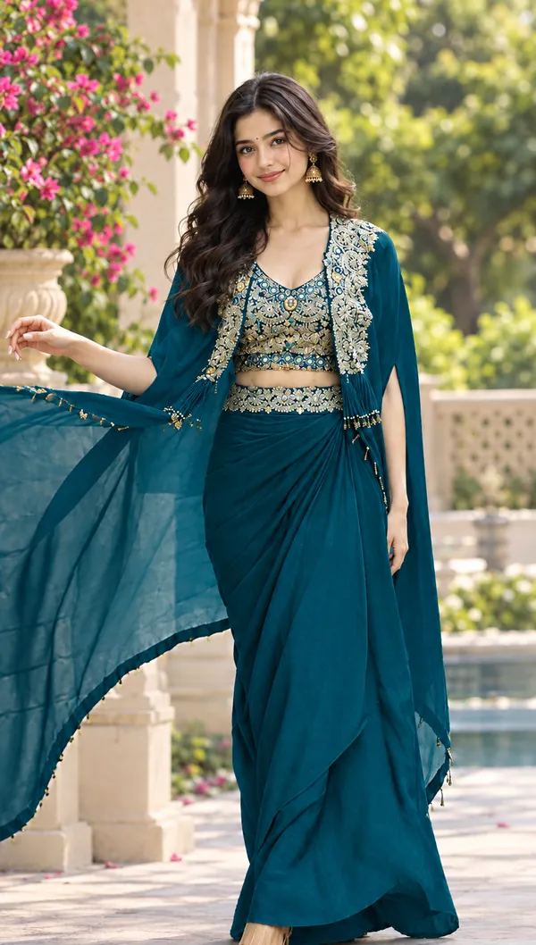 Teal_Green_Georgette_Embroidered_Lehenga_Choli_For_Women